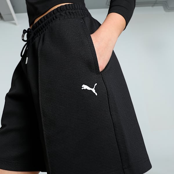 WARDROBE Essentials Women's Relaxed Fit Long Line 8" Shorts, PUMA Black, extralarge-IND